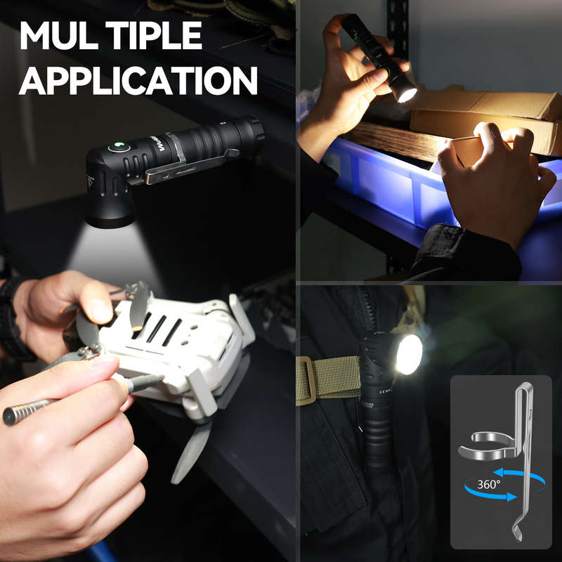 Wurkkos HD11 90° Folding EDC Flashlight - 1800 Lumens, 253m Throw