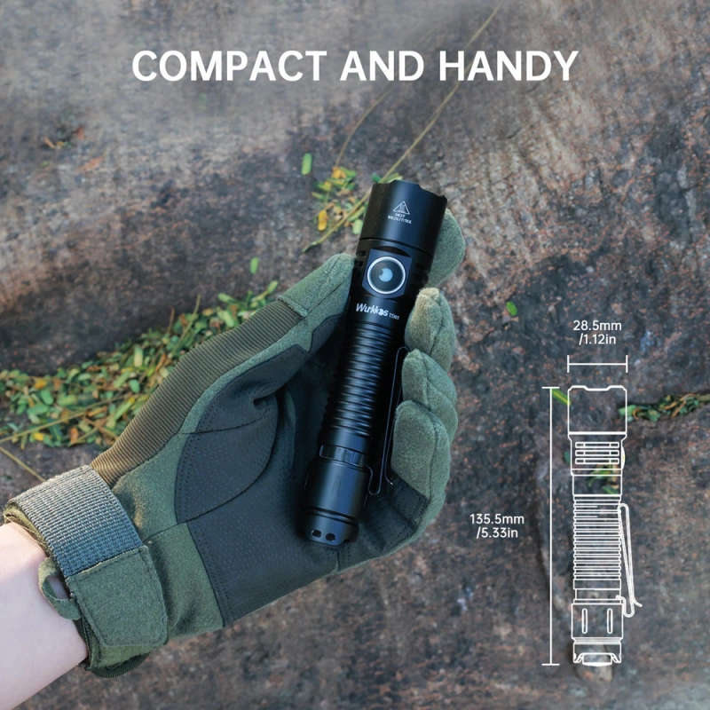 Wurkkos TD05 1800 Lumen 373m Throw Rechargeable Tactical Flashlight with 18650 Battery
