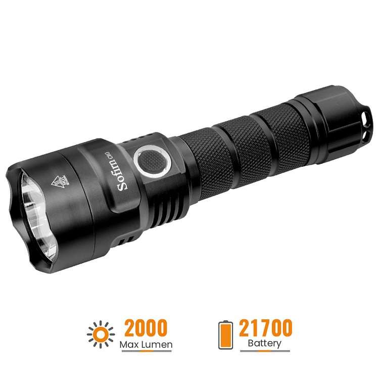 Sofirn C8G 2000 Lumen 565m Throw Rechargeable Flashlight with 21700 Battery