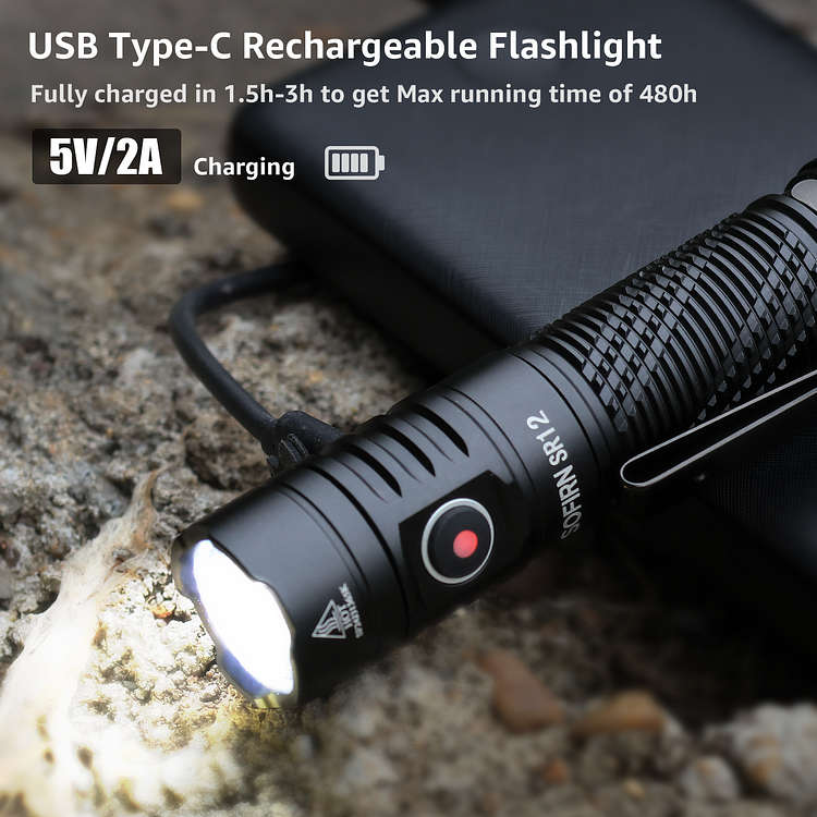Sofirn SR12 1450 Lumen 130m Throw Rechargeable Flashlight with 18650 Battery