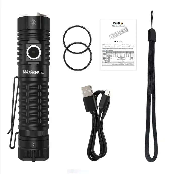 Wurkkos TS22 4500 Lumen 191m Throw Rechargeable Flashlight with 21700 Battery