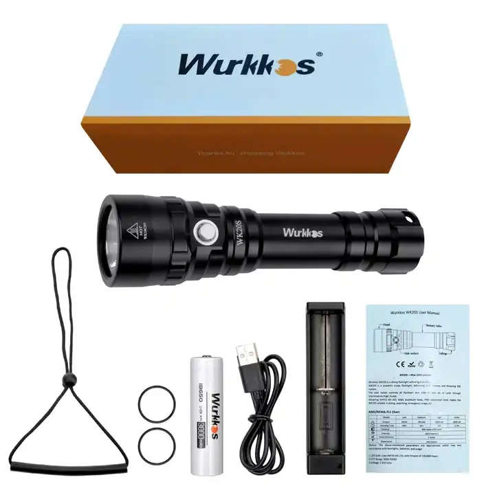 Wurkkos WK20S 2000 Lumen 363m Throw Rechargeable Diving Flashlight with 18650 Battery