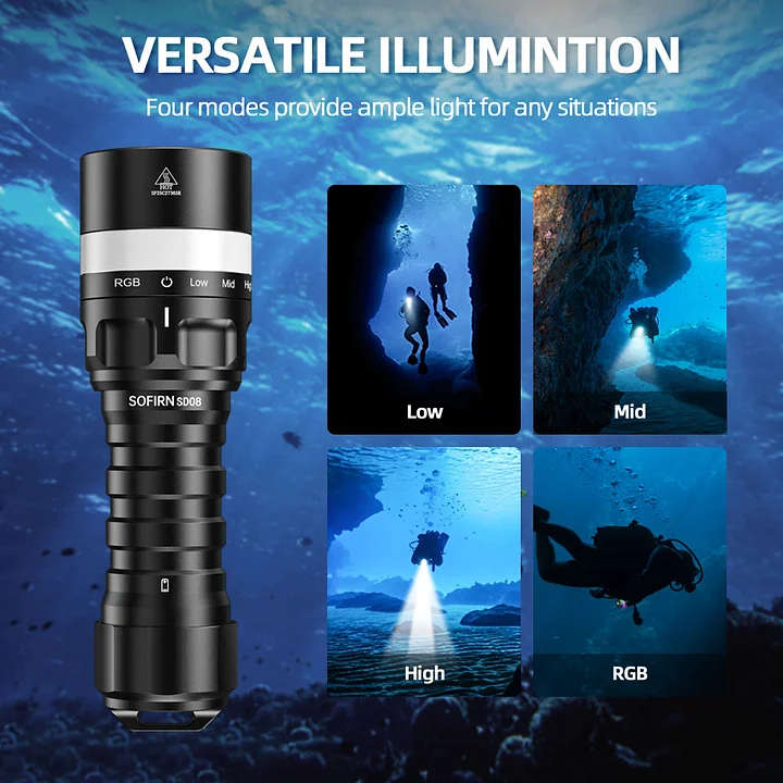 Sofirn SD08 3200 Lumen 385m Throw Rechargeable Diving Flashlight with 21700 Battery