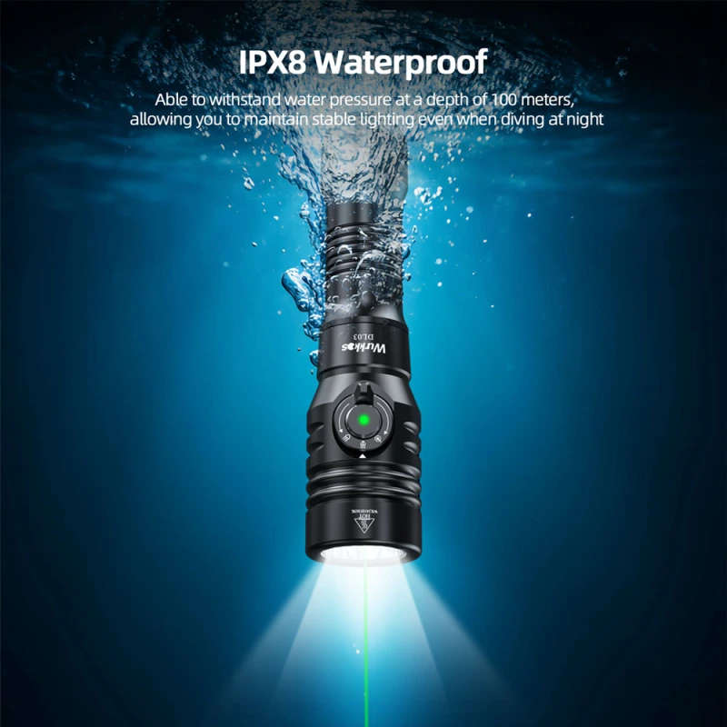 Wurkkos DL03 2800 Lumen 480m Throw Rechargeable Diving Flashlight with 21700 Battery