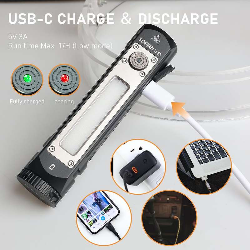 Sofirn IF23 4000 Lumen 247m Throw Rechargeable Flashlight with 21700 Battery
