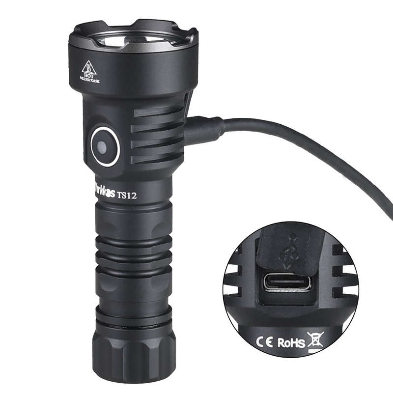 Wurkkos TS12 1350 Lumen 473m Throw Rechargeable Flashlight with 14500 Battery