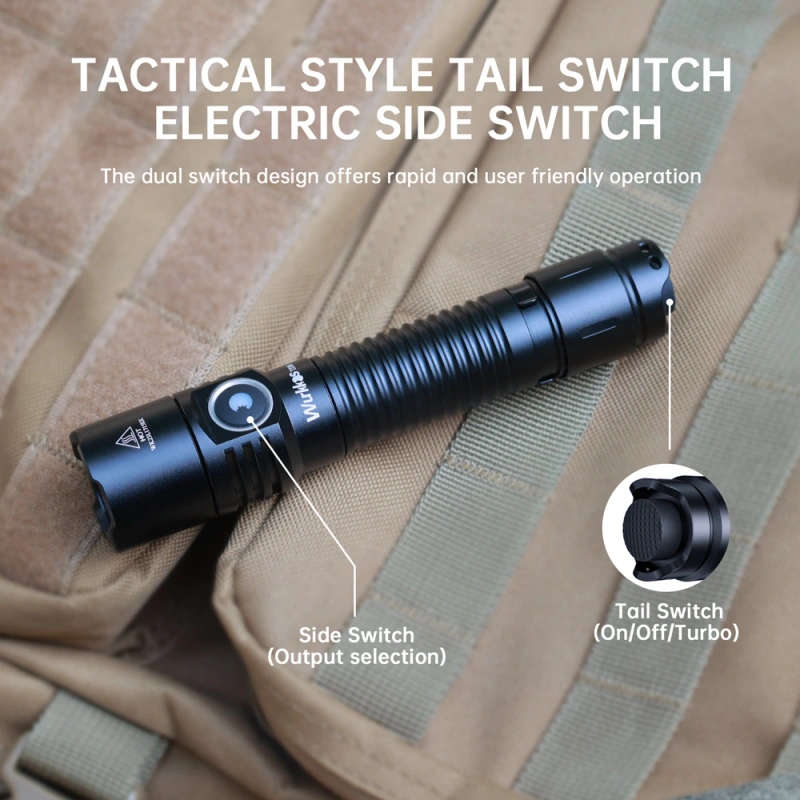 Wurkkos TD05 1800 Lumen 373m Throw Rechargeable Tactical Flashlight with 18650 Battery