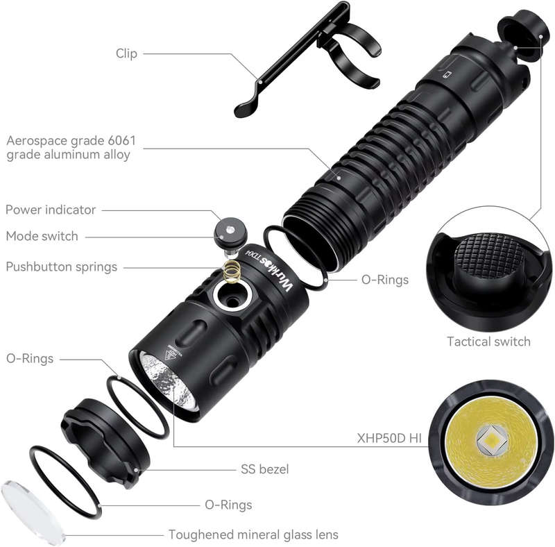 Wurkkos TD04 3000 Lumen 295m Throw Rechargeable Tactical Flashlight with 21700 Battery