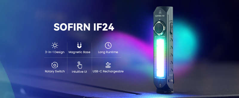 Sofirn IF24 2000 Lumen 251m Throw Rechargeable Flashlight with 18650 Battery