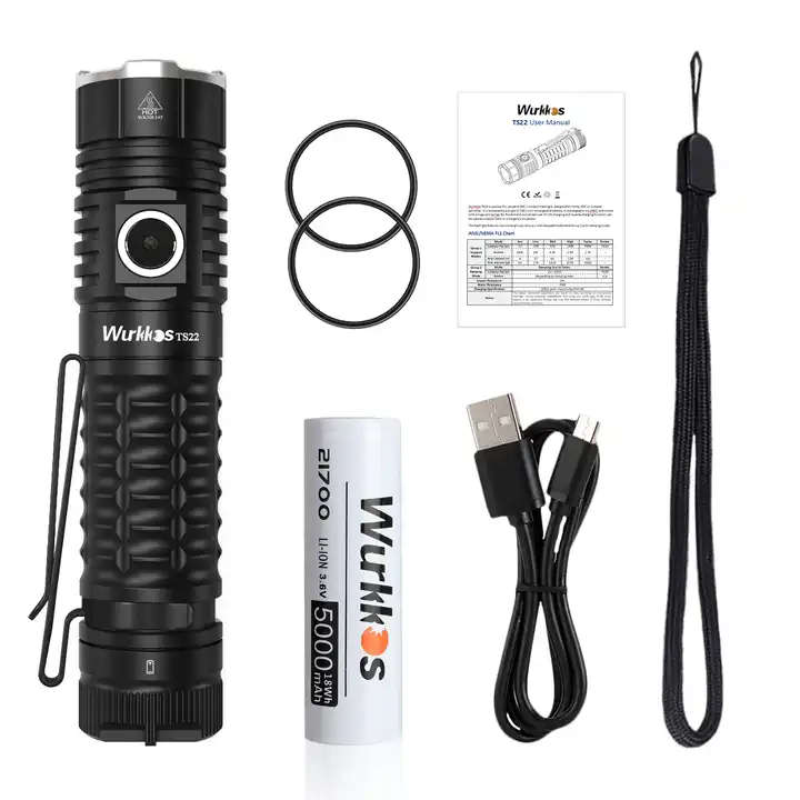 Wurkkos TS22 4500 Lumen 191m Throw Rechargeable Flashlight with 21700 Battery