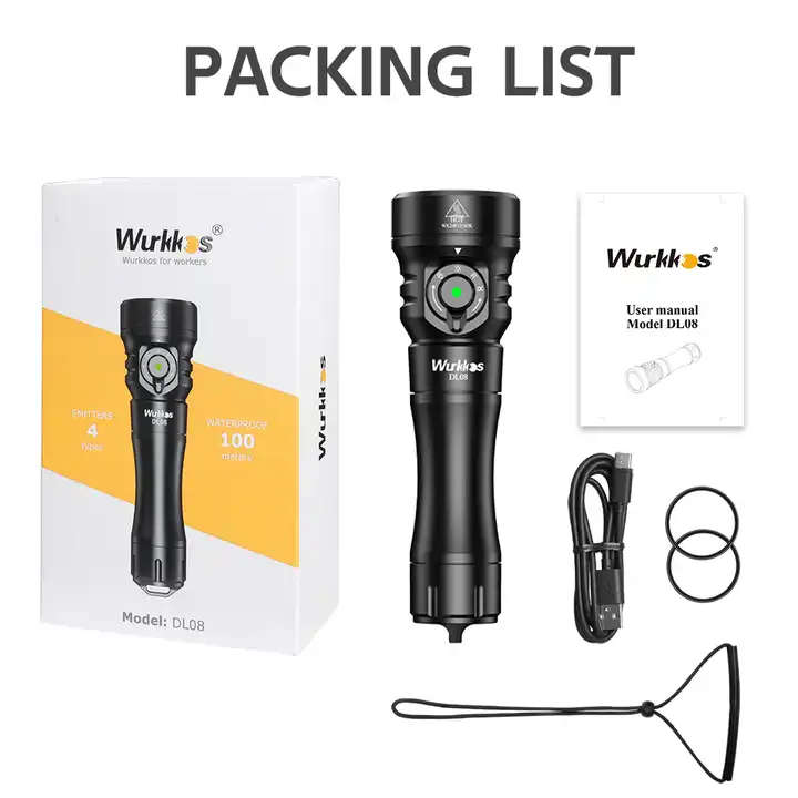 Wurkkos DL08 3600 Lumen 274m Throw Rechargeable Diving Flashlight with 21700 Battery