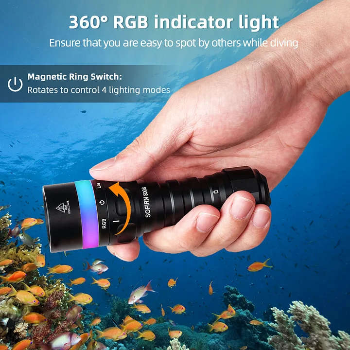 Sofirn SD08 3200 Lumen 385m Throw Rechargeable Diving Flashlight with 21700 Battery
