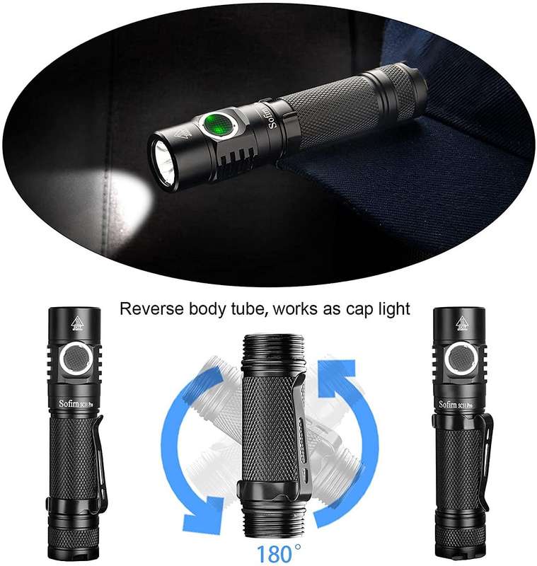 Sofirn SC31 Pro 2000 Lumen 255m Throw Rechargeable Flashlight with 18650 Battery