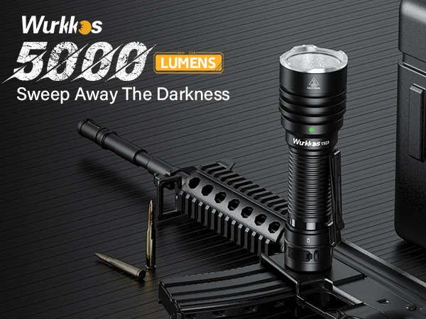 Wurkkos TS23 5000 Lumen 482m Throw Rechargeable Tactical Flashlight with 21700 Battery