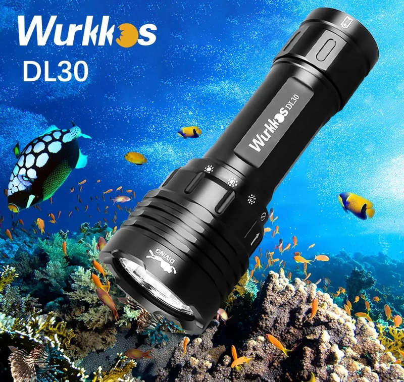 Wurkkos DL30 3600 Lumen 219m Throw Rechargeable Diving Flashlight with 21700 Battery