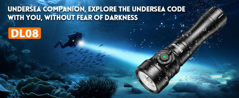 Wurkkos DL08 3600 Lumen 274m Throw Rechargeable Diving Flashlight with 21700 Battery