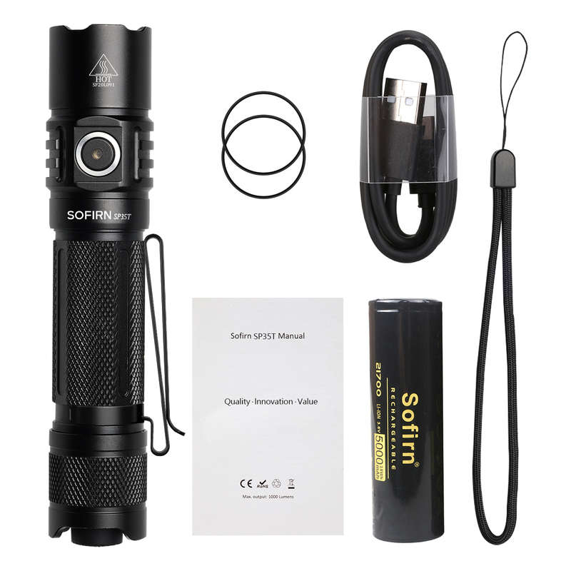 Sofirn SP35T 3800 Lumen 280m Throw Rechargeable Tactical Flashlight with 21700 Battery