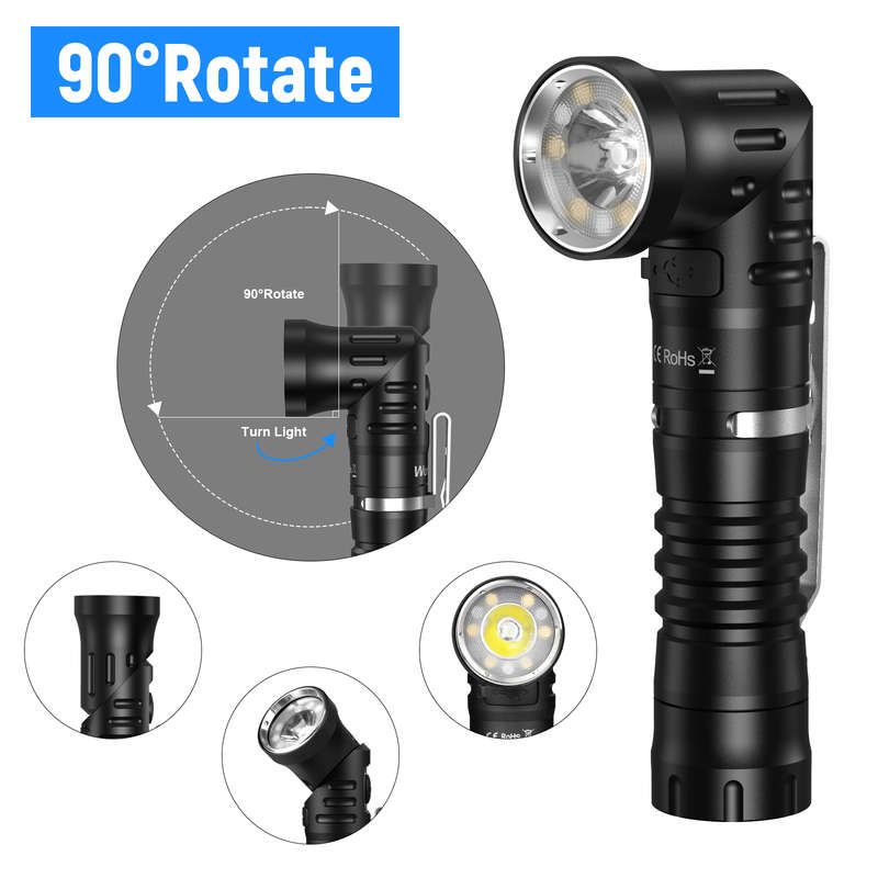 Wurkkos HD11 90° Folding EDC Flashlight - 1800 Lumens, 253m Throw