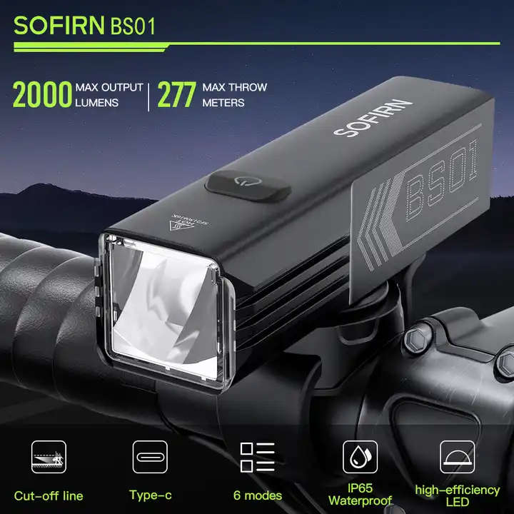Sofirn BS01 2000 Lumen 277m Throw Rechargeable Bike Light with 21700 Battery and Powerbank