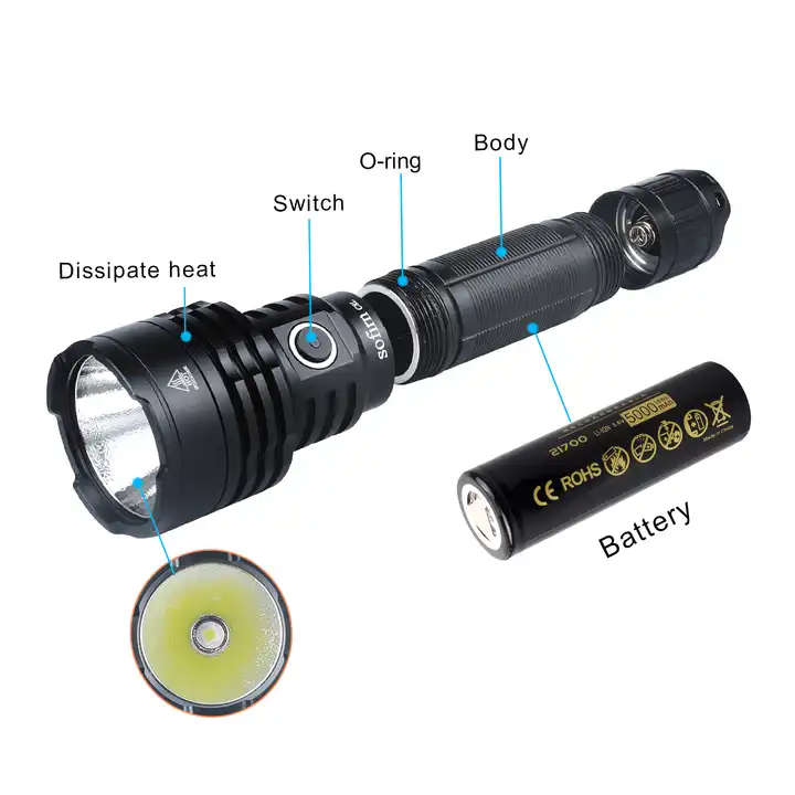 Sofirn C8L 3100 Lumen 531m Throw Rechargeable Flashlight with 21700 Battery