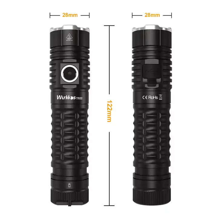 Wurkkos TS22 4500 Lumen 191m Throw Rechargeable Flashlight with 21700 Battery