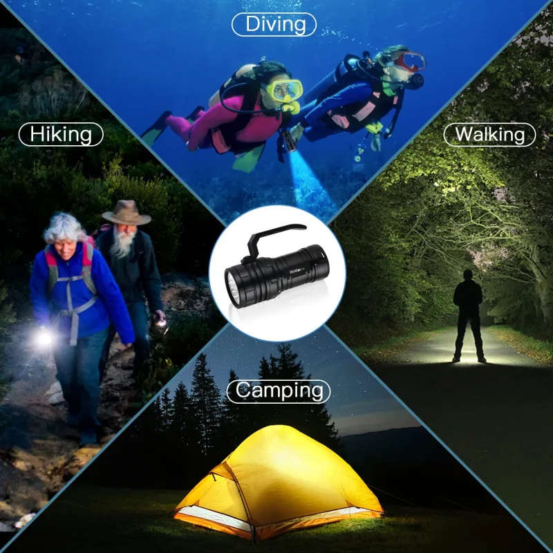 Wurkkos DL06 15000 Lumen 555m Throw Rechargeable Diving Flashlight with 3x 21700 Batteries