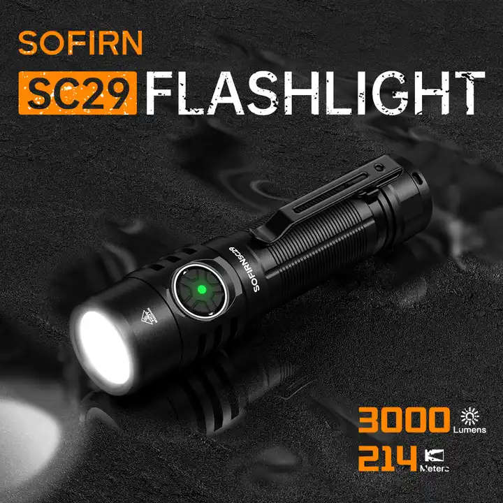 Sofirn SC29 3000 Lumen 142m Throw Rechargeable Flashlight with 21700 Battery
