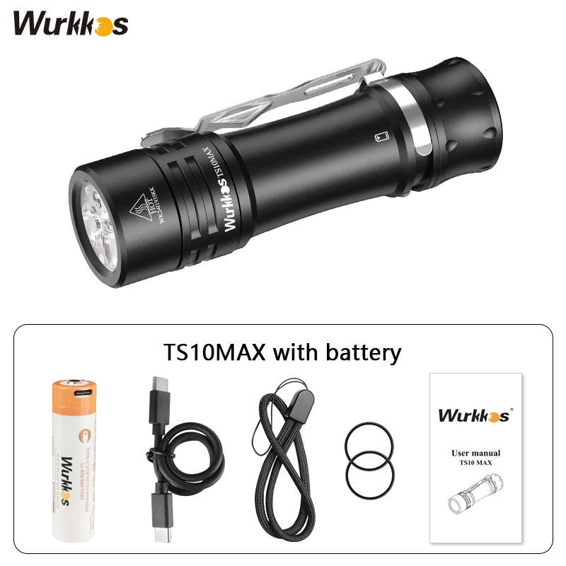 Wurkkos TS10 Max 2500 Lumen 157m Throw Rechargeable Flashlight with 18650 Battery