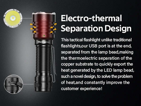 Wurkkos TS23 5000 Lumen 482m Throw Rechargeable Tactical Flashlight with 21700 Battery