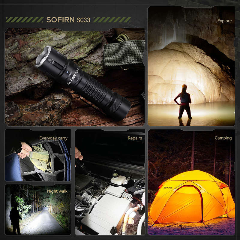 Sofirn SC33 5200 Lumen 327m Throw Rechargeable Flashlight with 21700 Battery