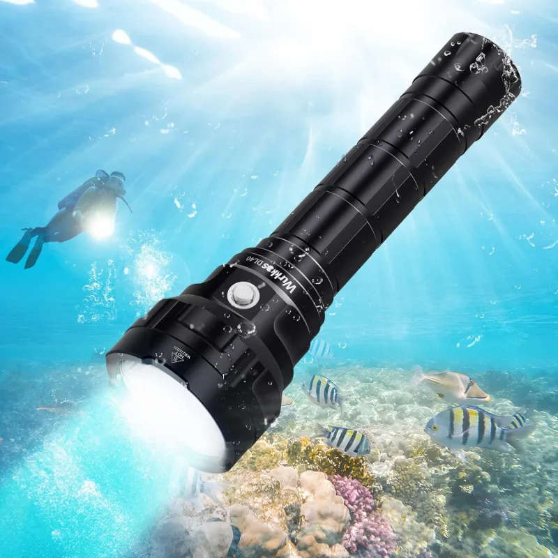 Wurkkos DL40 5000 Lumen 400m Throw Rechargeable Diving Flashlight with 2x 26650