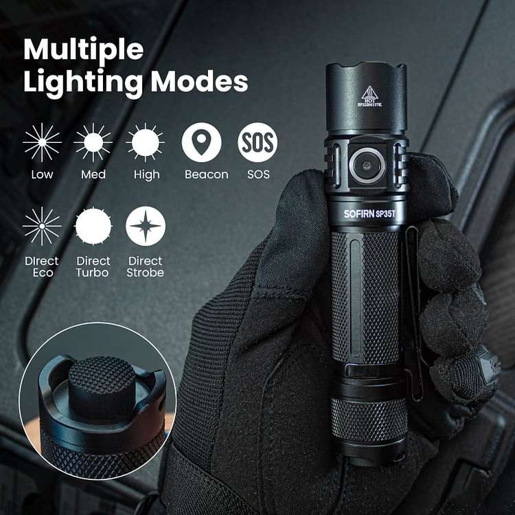 Sofirn SP35T 3800 Lumen 280m Throw Rechargeable Tactical Flashlight with 21700 Battery