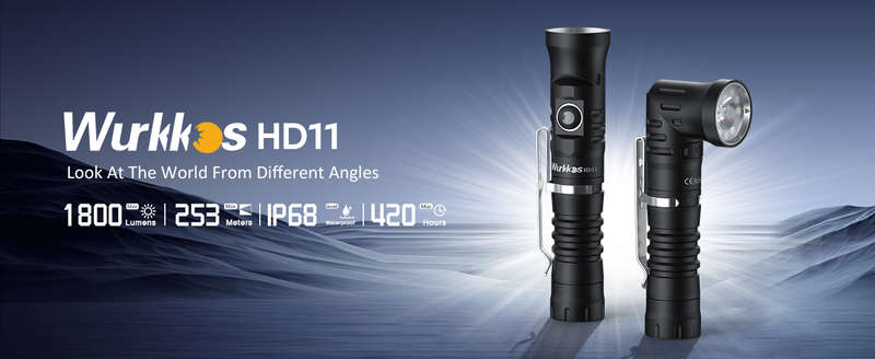 Wurkkos HD11 90° Folding EDC Flashlight - 1800 Lumens, 253m Throw