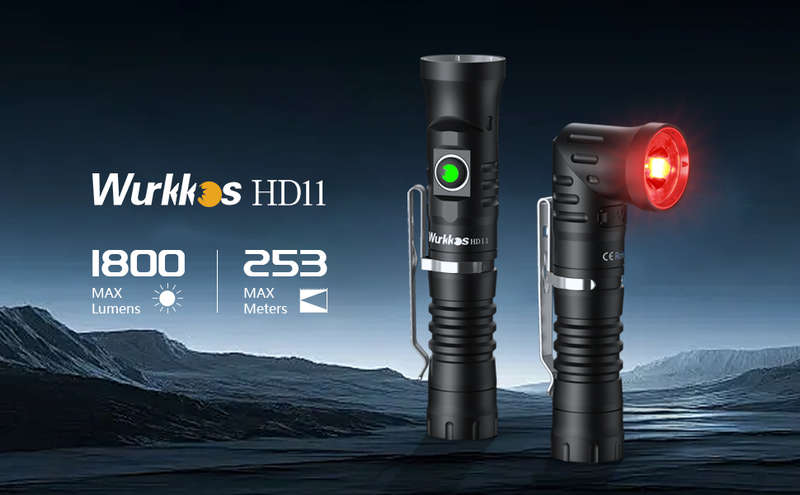 Wurkkos HD11 90° Folding EDC Flashlight - 1800 Lumens, 253m Throw