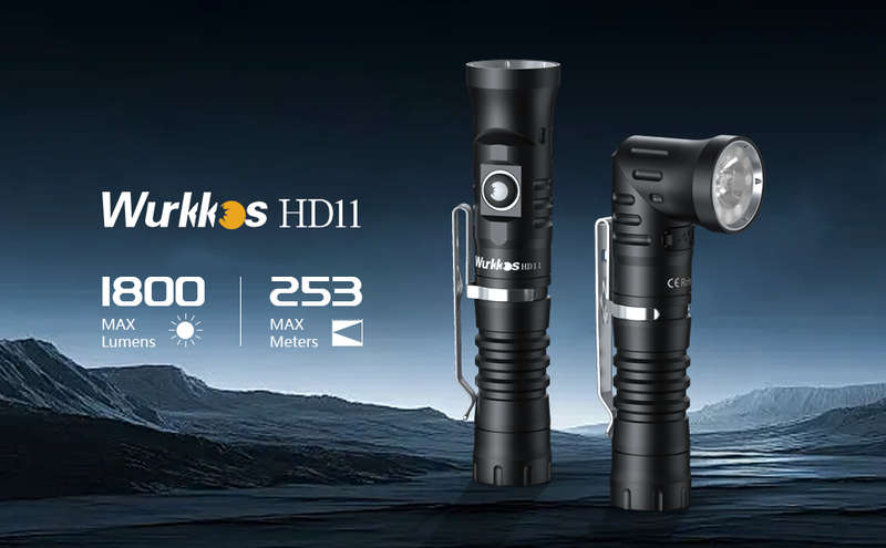 Wurkkos HD11 90° Folding EDC Flashlight - 1800 Lumens, 253m Throw