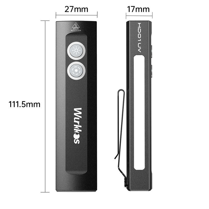 Wurkkos HD01 UV 1200 Lumen 157m Throw Rechargeable EDC Flashlight with Built-in Battery