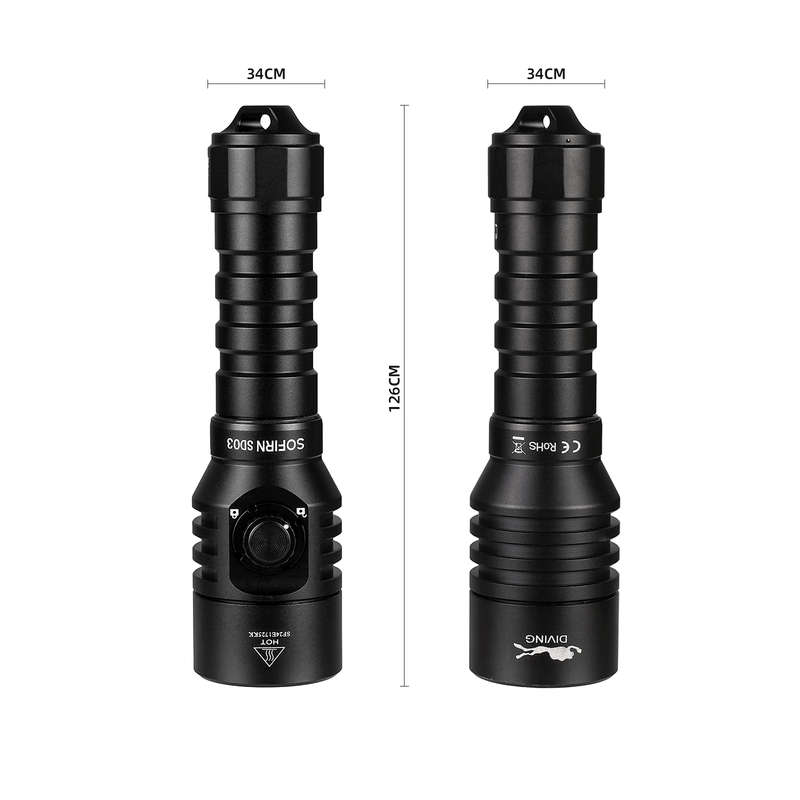 Sofirn SD03 1800 Lumen 447m Throw Rechargeable Diving Flashlight with 18650 Battery