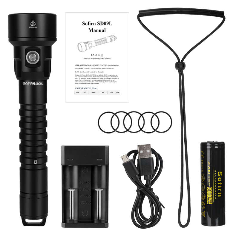 Sofirn SD09L 6800 Lumen 542m Throw Rechargeable Diving Flashlight with 21700 Batteries