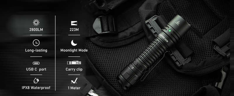 Sofirn SC28 2800 Lumen 223m Throw Rechargeable Flashlight with 21700 Battery