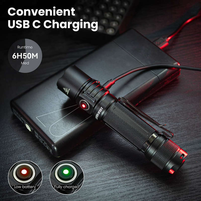 Sofirn SP35T 3800 Lumen 280m Throw Rechargeable Tactical Flashlight with 21700 Battery