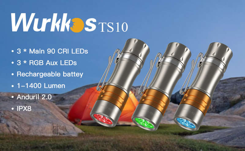 Wurkkos Titanium TS10V2 Ti-copper 1400 Lumen 130m Throw Mini EDC Flashlight with 14500 Battery