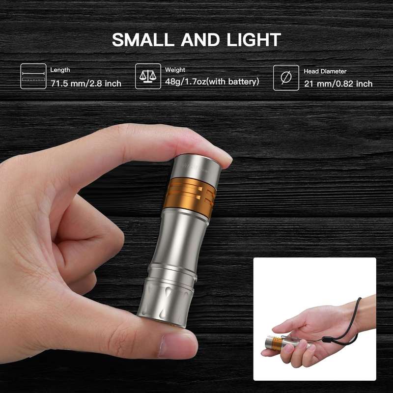 Wurkkos Titanium TS10V2 Ti-copper 1400 Lumen 130m Throw Mini EDC Flashlight with 14500 Battery