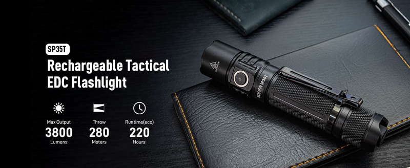 Sofirn SP35T 3800 Lumen 280m Throw Rechargeable Tactical Flashlight with 21700 Battery