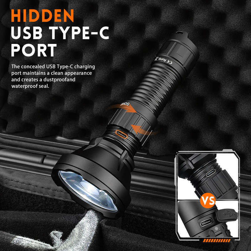 Sofirn SF26 2000 Lumen 964m Throw Rechargeable Tactical Flashlight with 21700 Battery