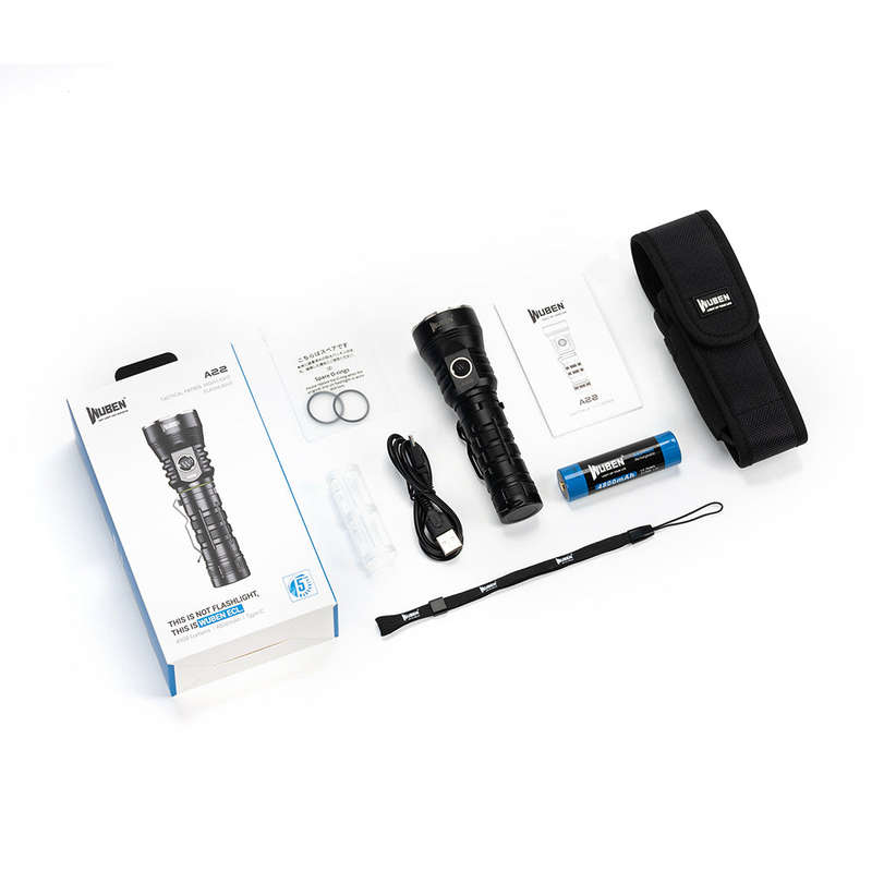 Wuben A22 4500 Lumen 320m Throw Rechargeable LED EDC Flashlight with 21700 Battery