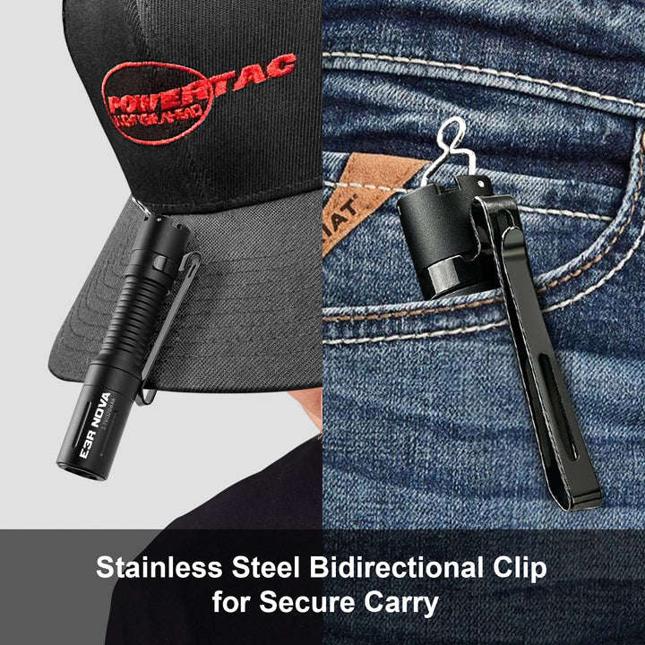 Powertac E3R Nova 820 Lumen 86m Throw Rechargeable LED EDC Keychain Flashlight