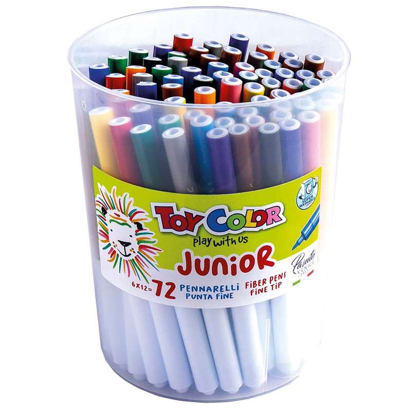 Toy Color - Fibre Pens - 24 Colours - 72pcs Jar- Damaged Packaging