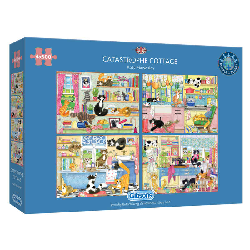 Gibsons - Catastrophe Cottage - Jigsaw Puzzle - 4 x 500pcs- Damaged Packaging