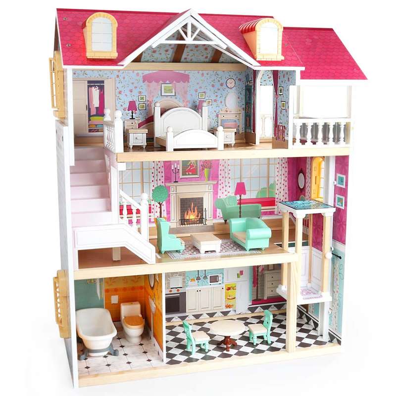 TopBright - Country Estate Doll House - Furnished with Elevator - 62 x 26 x 76 - 12pcs