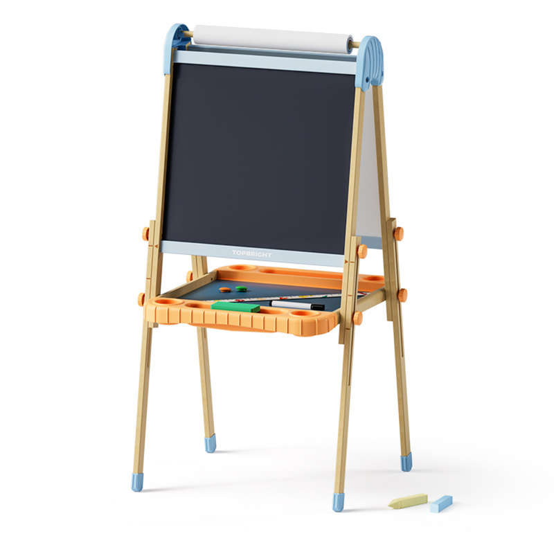 TopBright - 2 in 1 Deluxe Standing Art Easel - Adjustable Height - Black & White Board with Paper...